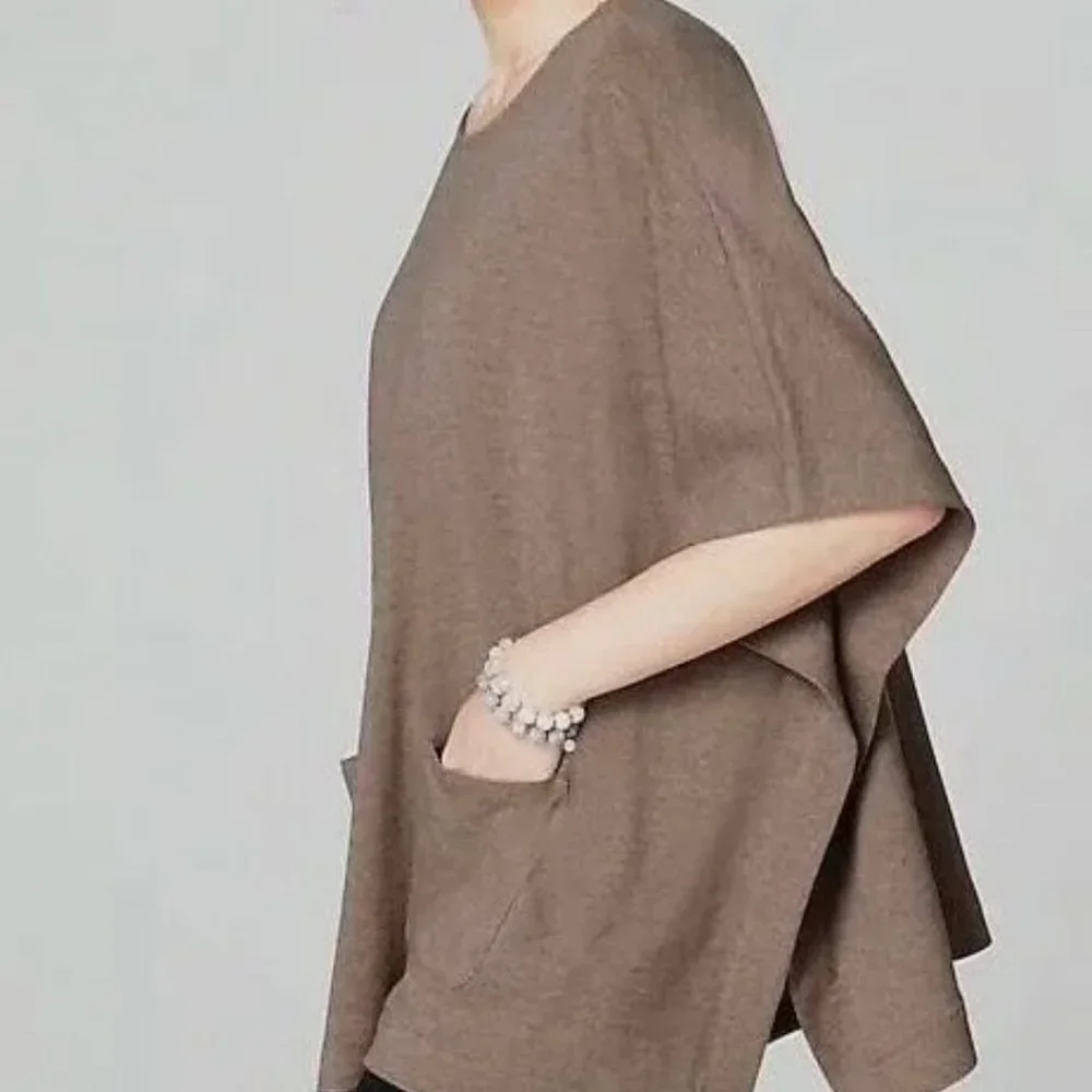 J.Jill Pure Jill Driftwood Heather Poncho pockets XSP w. J.Jill scarf included - Picture 2 of 15